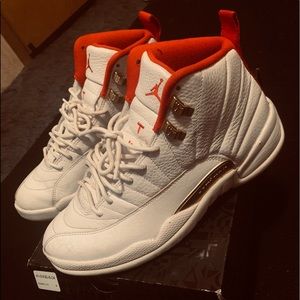 FIBA White University Red Jordan 12s
